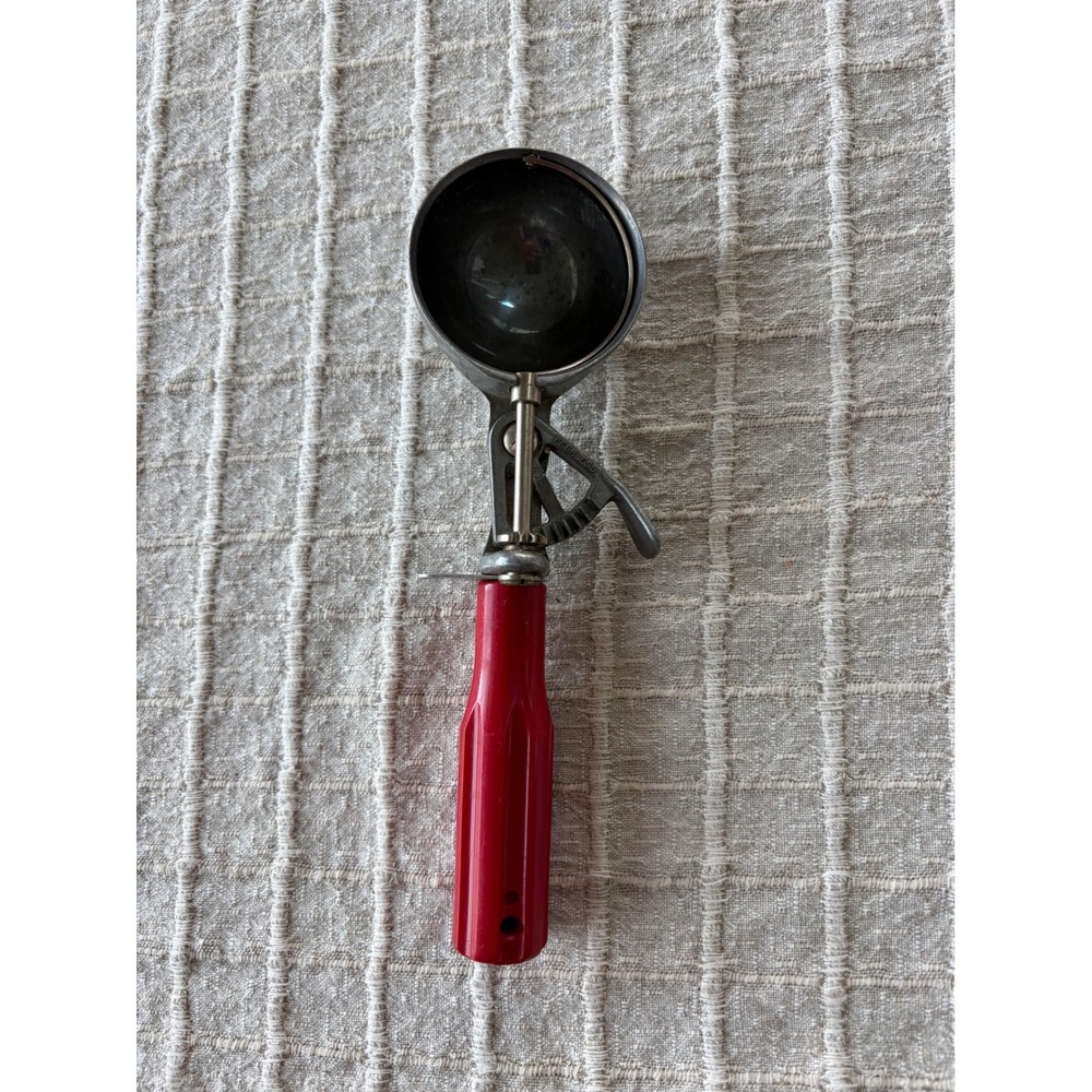 Vintage Red Handle Peerless Kitchen Ice Cream Scoop Utensil stainless head
